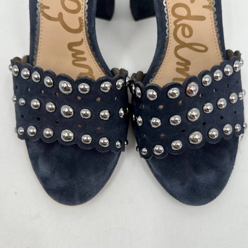 Sam Edelman Blue Suede Scalloped Edge Block Heels | Size 8.5 - Picture 6 of 9